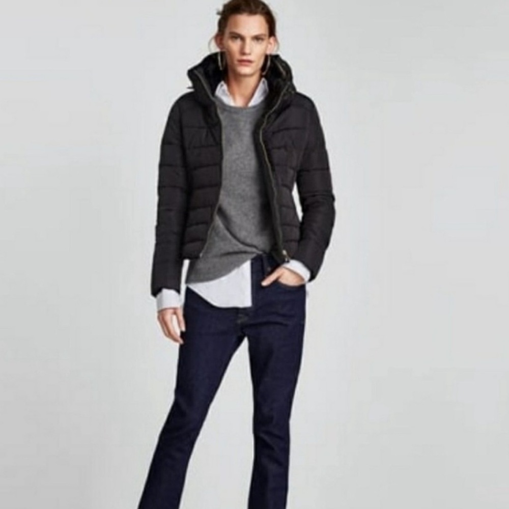 ZARA Black Puffer Jacket XS